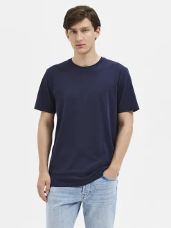 Selected SLHASPEN SS O-NECK TEE NOOS Blå Sale