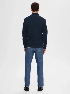 Selected SLHDANE LS KNIT STRUCTURE HALF ZIP Sky captain New