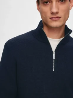 Selected SLHDANE LS KNIT STRUCTURE HALF ZIP Sky captain New