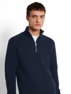 Selected SLHDANE LS KNIT STRUCTURE HALF ZIP Sky captain New