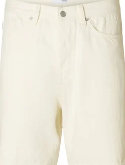 Selected SLHREG ALEX 201 ECRU HEMP SHORTS White denim Hot