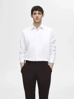 Selected SLHSLIM-PERFORMANCE SHIRT LS NOOS Bright white Discount