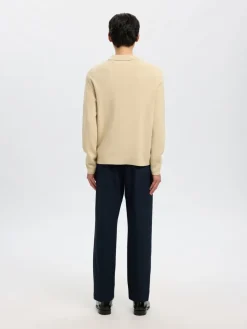 Selected SLHTELLER FN RELAXED HALF ZIP POLO Oatmeal Sale