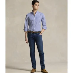 Polo Ralph Lauren Slim Fit Striped Stretch Poplin Shirt Blue/white bengal stripe Clearance