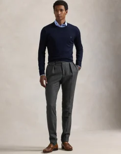 Polo Ralph Lauren Slim Fit Washable Wool Crewneck Sweater Blå Clearance