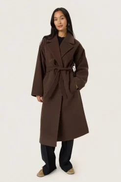 Soaked in Luxury SLRubie Belted Coat Hot fudge Discount