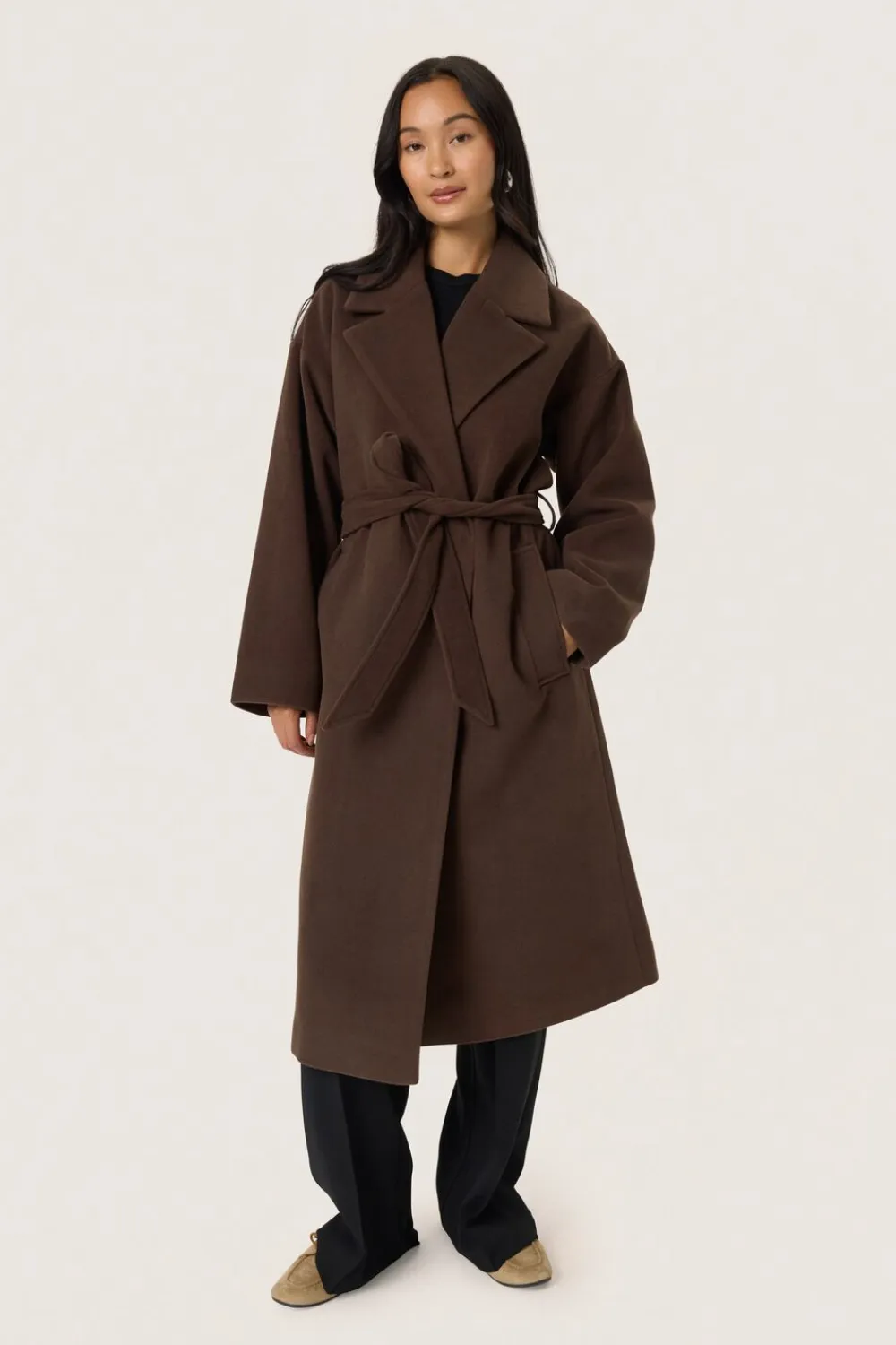 Soaked in Luxury SLRubie Belted Coat Hot fudge Discount