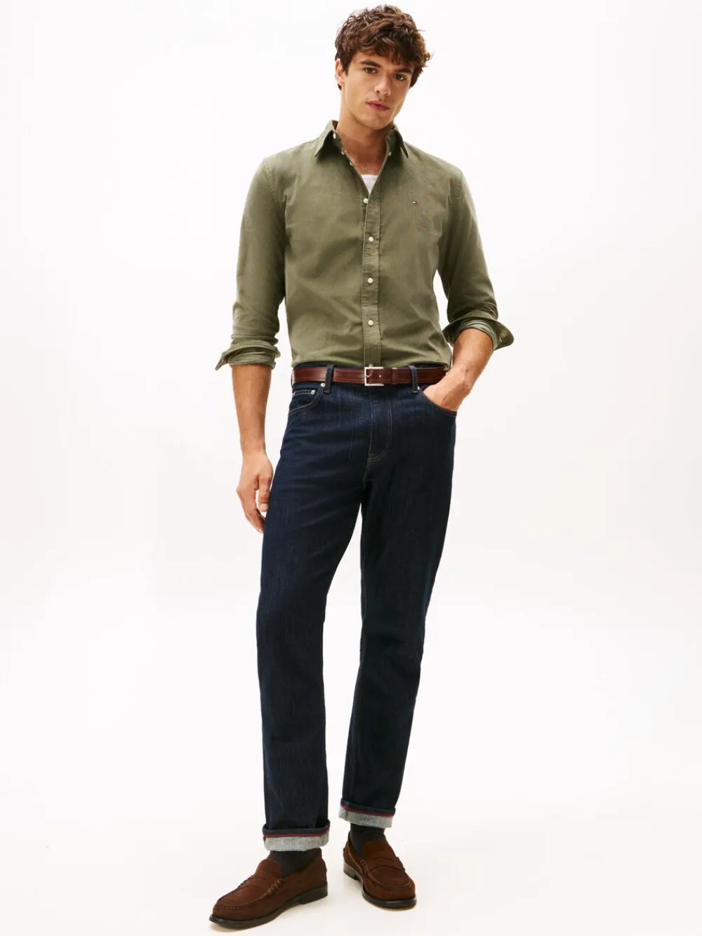 Tommy Hilfiger SOLID CORDUROY RF SHIRT Battle green