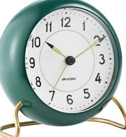 Arne Jacobsen Clocks Station bordur grøn/hvid, Ø 11 cm, alarm