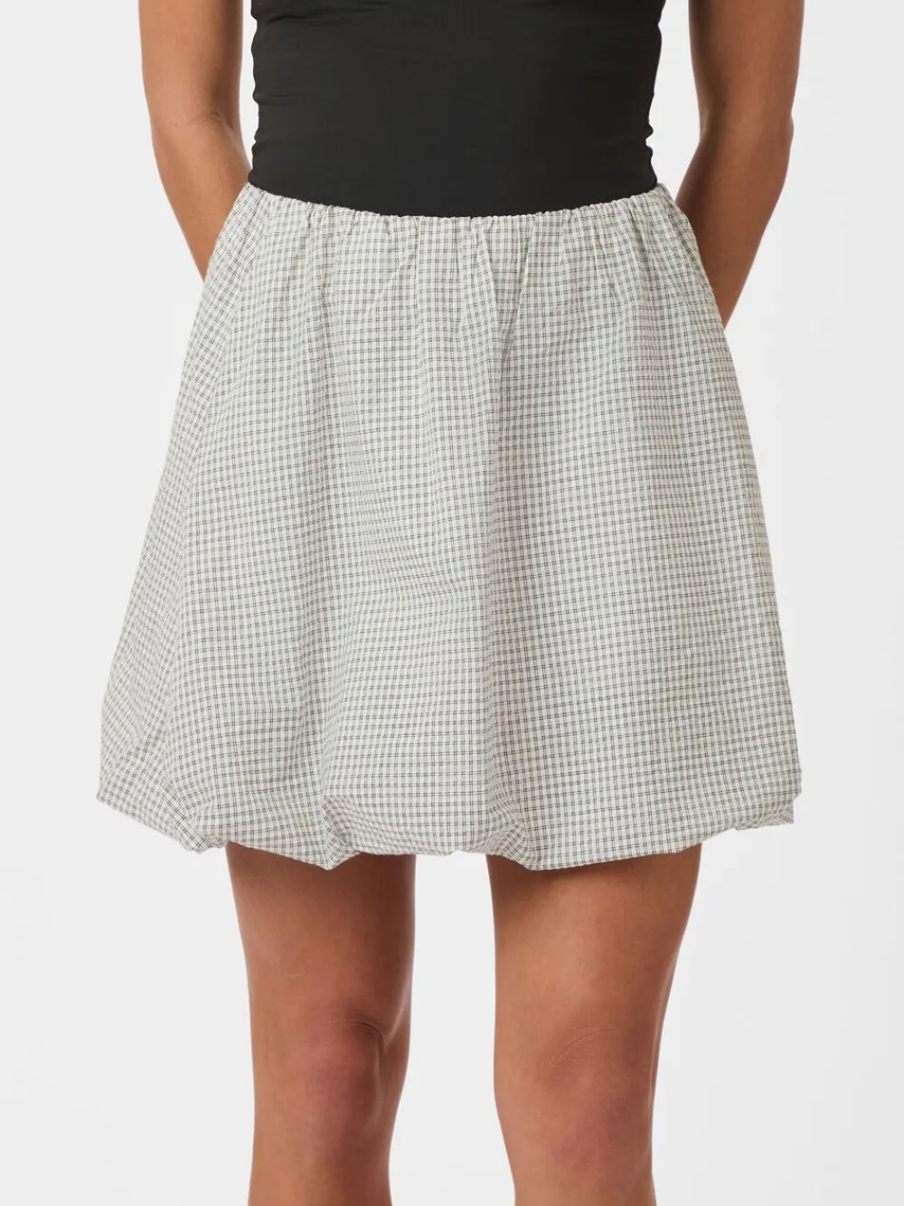 Neo Noir Stela Small Check Skirt Creme Discount