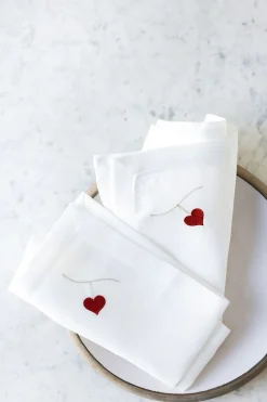 Langkilde & Søn Stofserviet med Broderet Hjerte