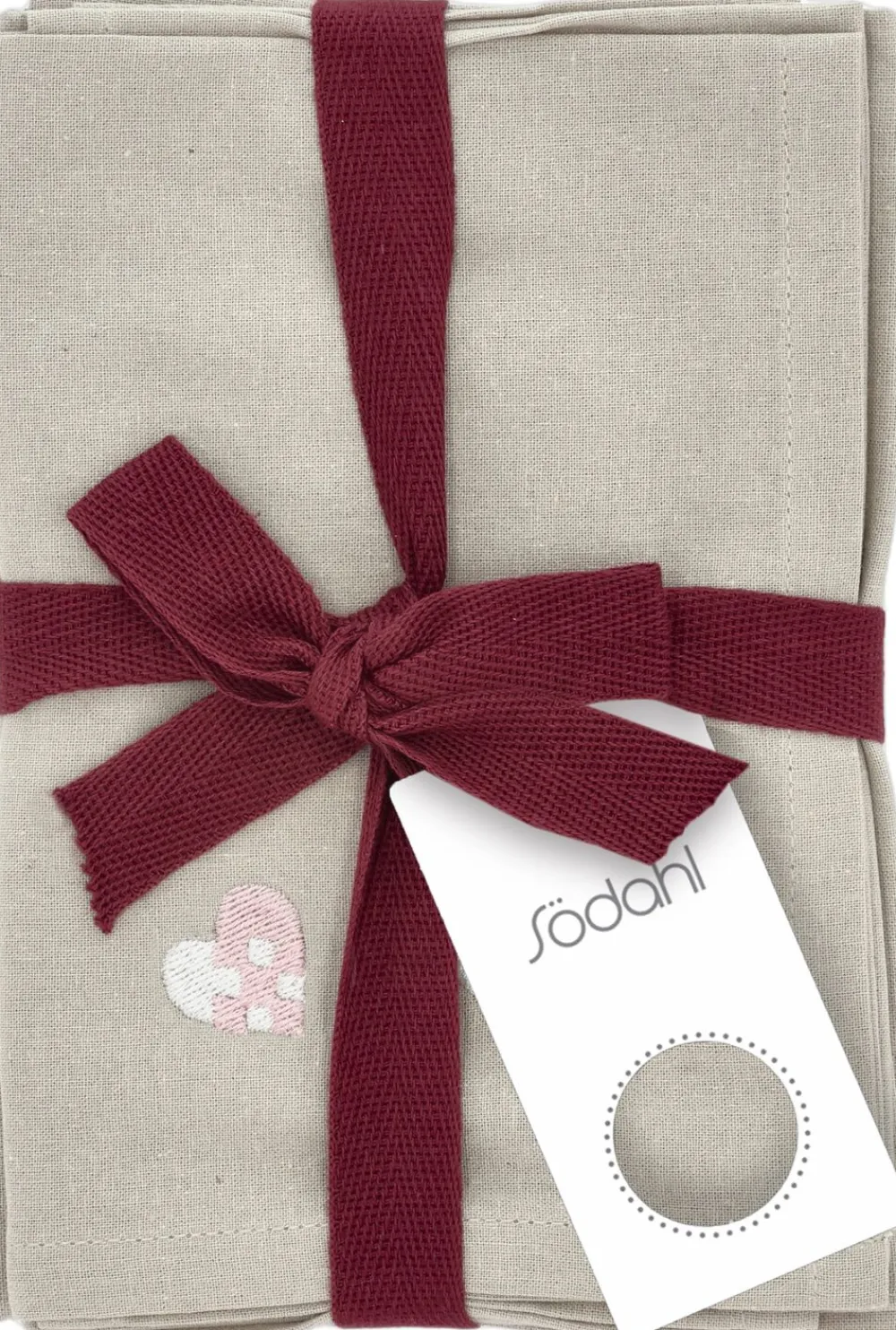 Södahl Stofservietter Christmas Hearts Embroidery 4 stk. Rose