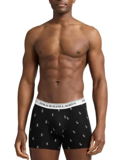 Polo Ralph Lauren Stretch Cotton Boxer Brief 3-Pack 3pk black aopp/brcly htr/white Discount