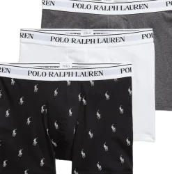 Polo Ralph Lauren Stretch Cotton Boxer Brief 3-Pack 3pk black aopp/brcly htr/white Discount