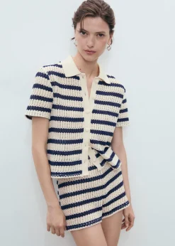 Striped crochet shorts>MANGO Discount
