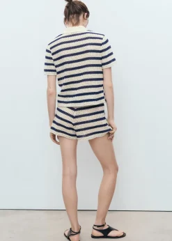 Striped crochet shorts><noscript><img width=