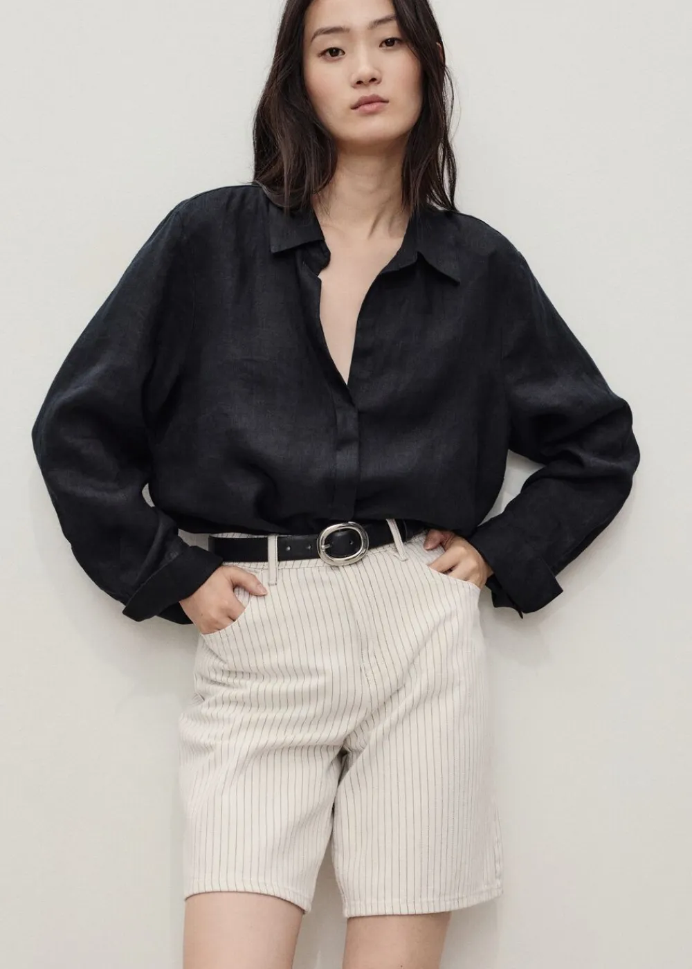 Striped denim shorts>MANGO Sale