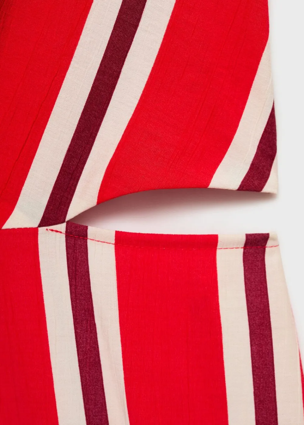 MANGO Striped jumpsuit with cut-out Red