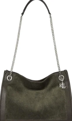 Dame Lauren Ralph Lauren Suede & Leather Medium Bradley Tote Bag