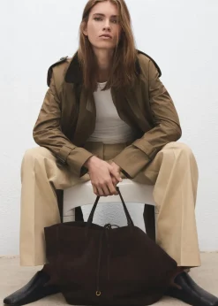 Dame MANGO Suede leather shopper bag