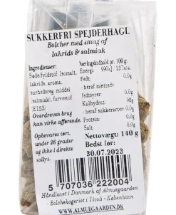 Almuegaarden Sukkerfri Spejderhagl bolcher med smag af lakrids og salmiak Sale
