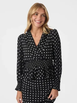 Dame Neo Noir Tamona Crepe Dot Blouse