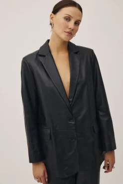 Magasin du Nord Collection Tana 1 LWG - 100% Leather Blazer Black Best