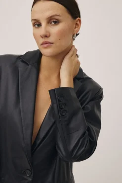 Magasin du Nord Collection Tana 1 LWG - 100% Leather Blazer Black Best