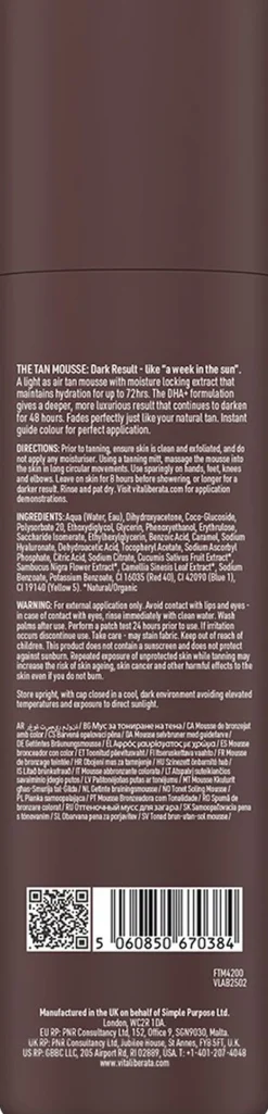 Vita Liberata Tanning Mousse Dark 200 ml Sale