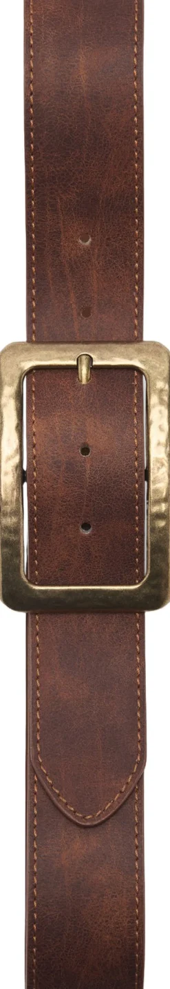MANGO Textured square buckle belt Brown Best