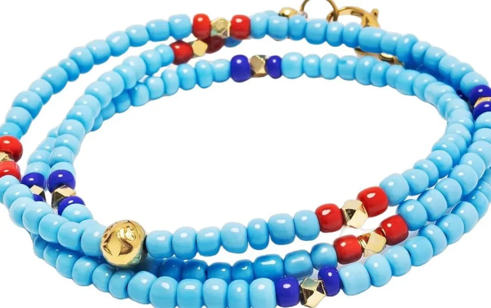 The Mykonos Collection - Vintage Turquoise, Red and Blue Glass Beads>Nialaya Online