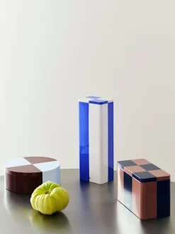 Hay Tin Container-Medium-Brown and midnight blue