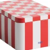 Hay Tin Container-Small-Red and off-white
