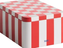 Hay Tin Container-Small-Red and off-white
