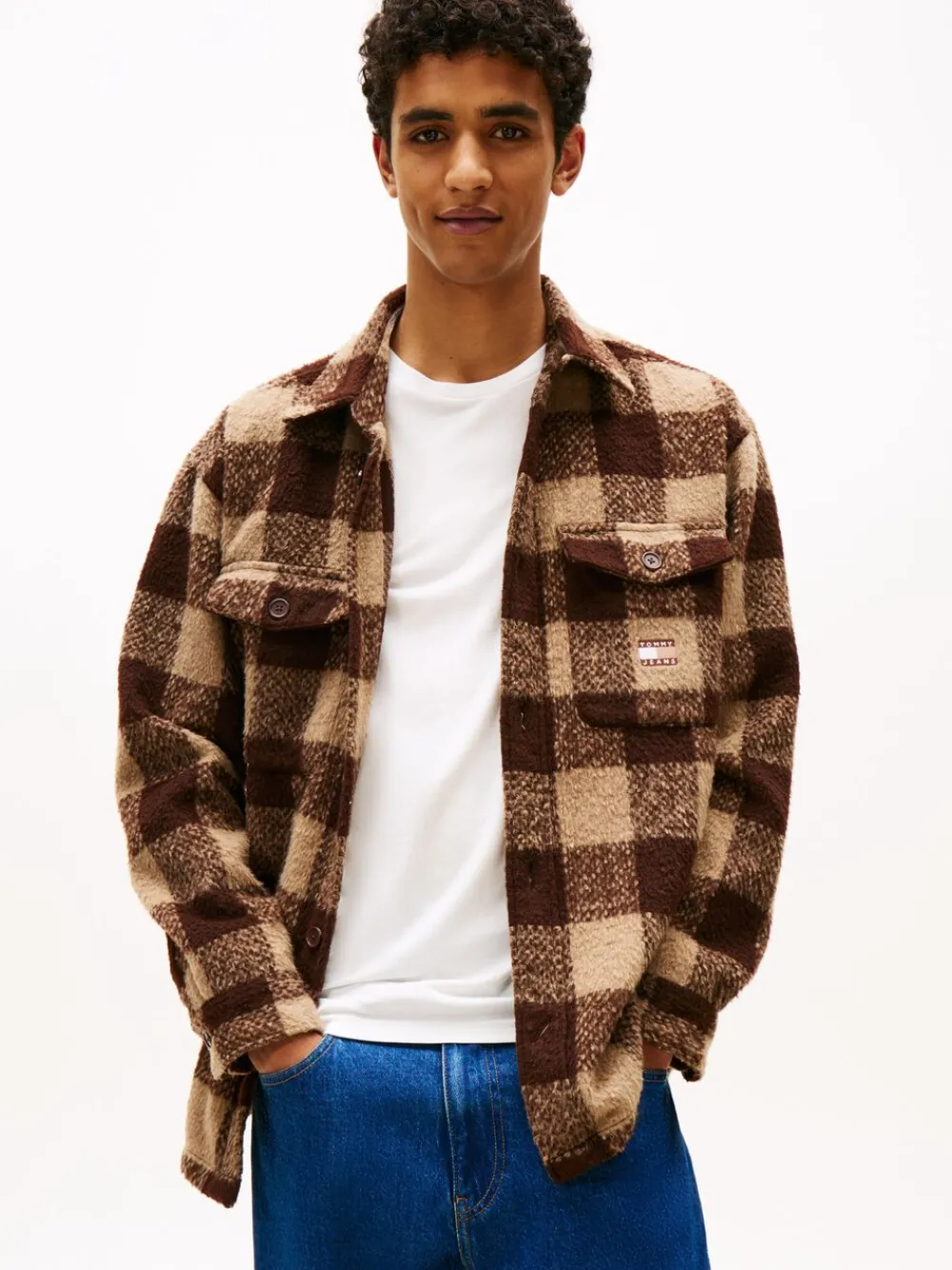 Tommy Hilfiger TJM CHECK OVERSHIRT EXT Rich brown / buffalo check Sale