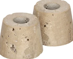 Uyuni Travertine Candleholder mini taper, S, Desert beige, 2-pack, Hot