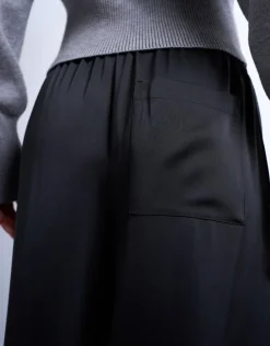 Topshop TSNANA STRAIGHT LEG SATIN PANT Black Clearance