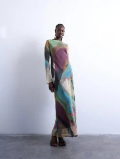 Topshop TSSOFIE LS DRESS Chocolate brown Hot