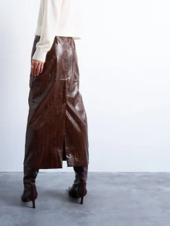 Dame Topshop TSWENDY PU MIDI SKIRT