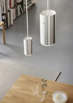 Moebe Tube Pendant, Brushed Aluminium, Large