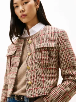Tommy Hilfiger TWEED LADY JACKET Red/ grey check Hot