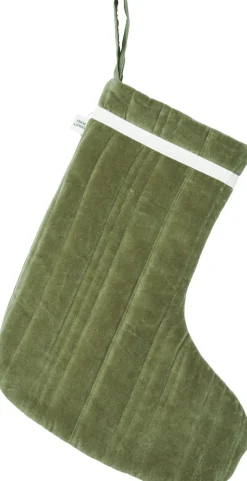 Ferm Living Vari Quilted Christmas Stocking - Velvet - Khaki Outlet