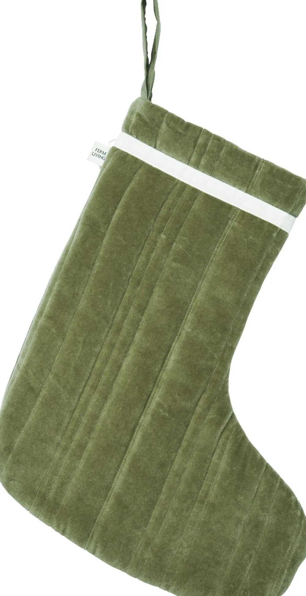 Ferm Living Vari Quilted Christmas Stocking - Velvet - Khaki Outlet