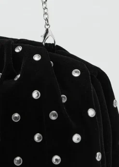 MANGO Velvet strass clutch Black