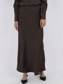 Neo Noir Vicky Heavy Sateen Skirt Dark brown Sale
