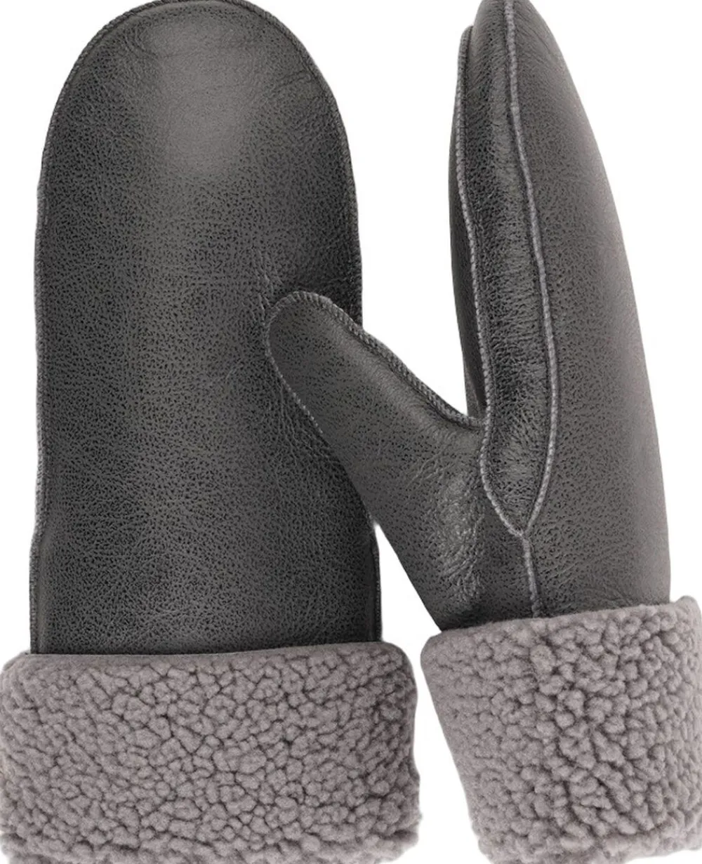 Lovelies VINSON - MITTENS - DOUBLE FACED SHEARLING Dark grey