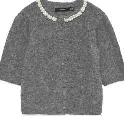 Vero Moda VMOCEAN 2/4 O-NECK JEWELLERY CARDIG Medium grey melange New