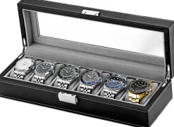 Ditur Watch Box 6 Watches Black Synthetic Sort Best