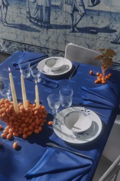 Royal Copenhagen Waves serviet, blå 44X44, 2stk Clearance