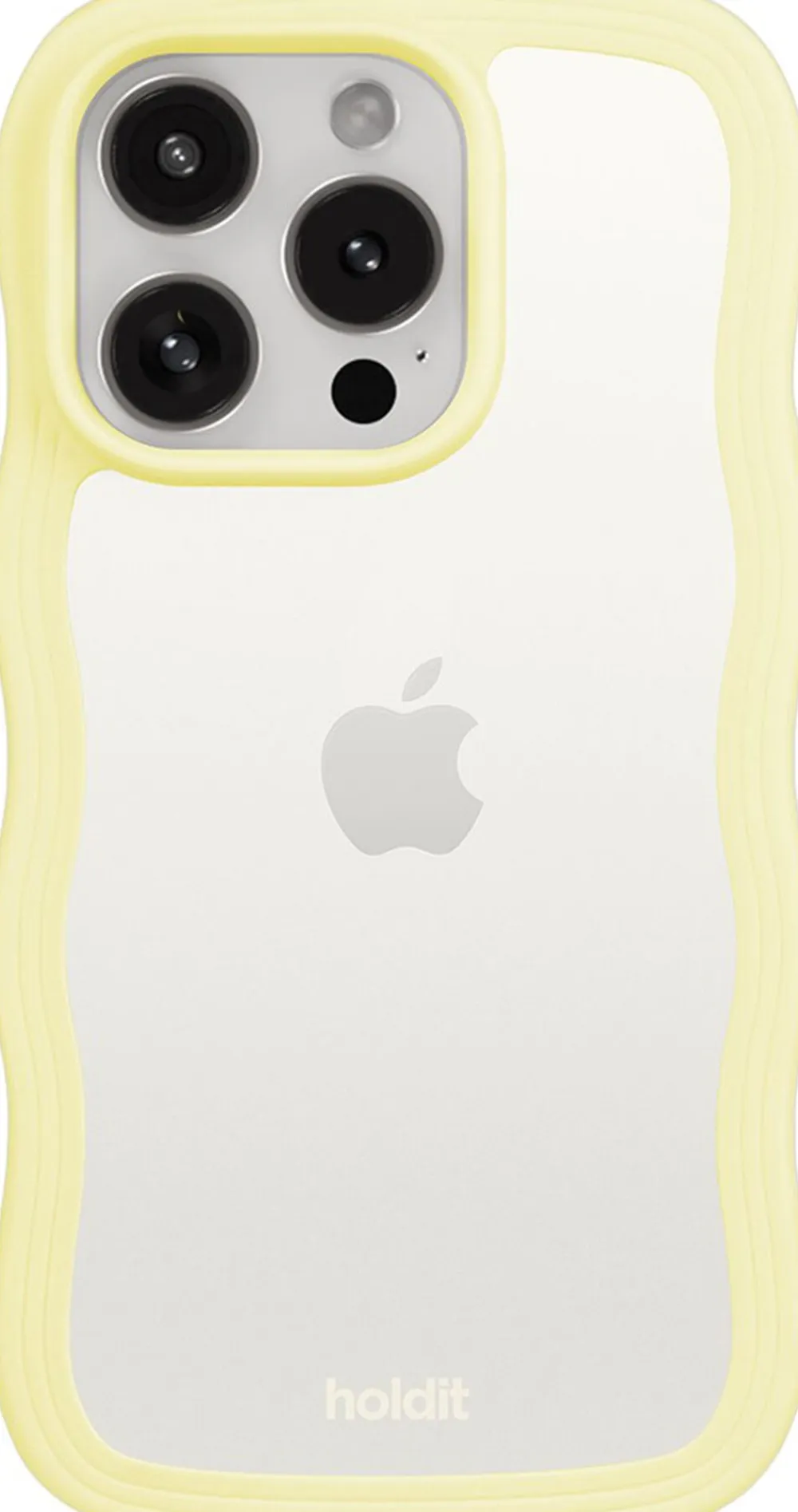 HoldIt Wavy Case iPhone 15 Pro Max Lemonade/Transparent Lys gul New